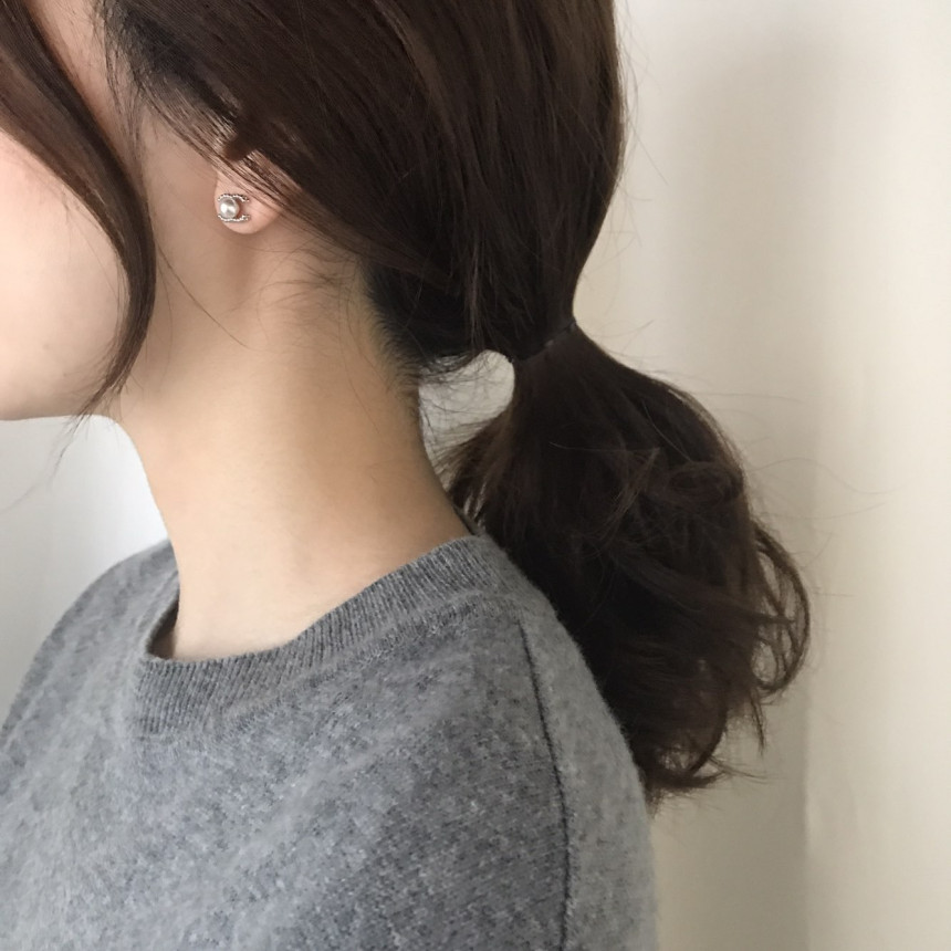 all silver Mini Size Coco Swarovski Earrings Lovel