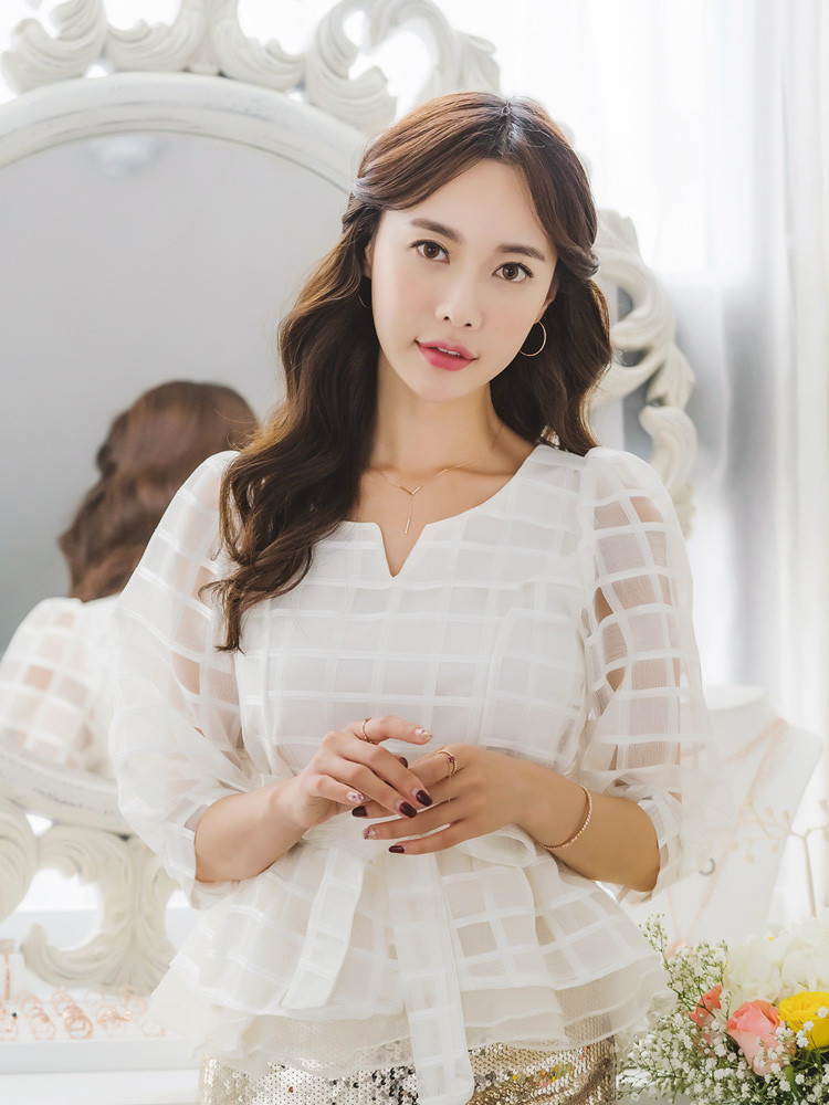 Drop necklace in one way together 14kY 14k Cubic 1