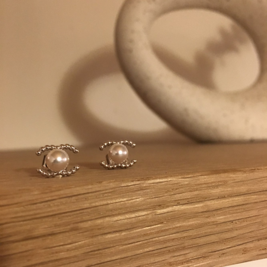 all silver Mini Size Coco Swarovski Earrings Lovel