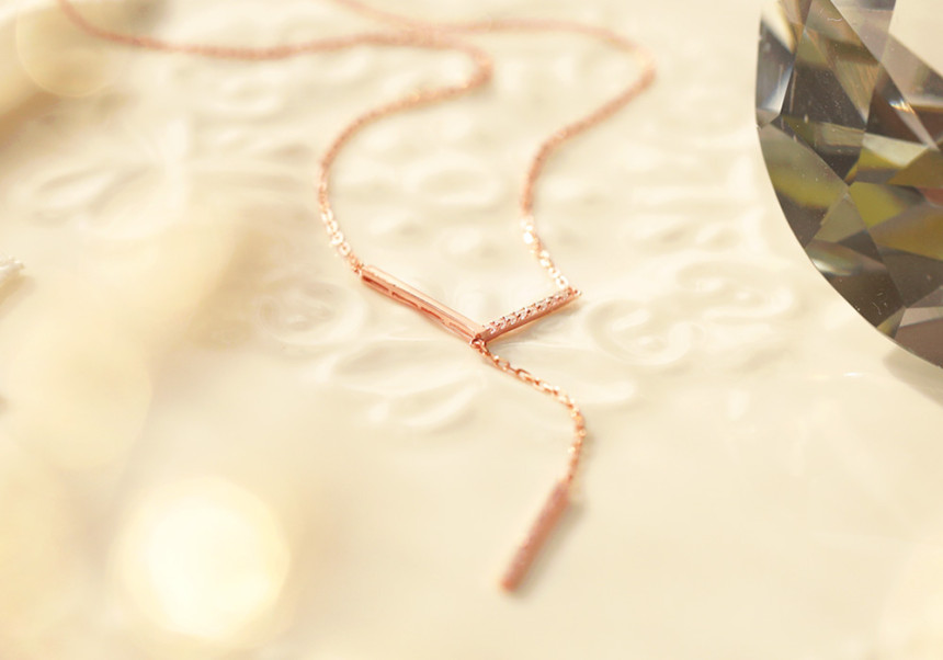 Drop necklace in one way together 14kY 14k Cubic 1