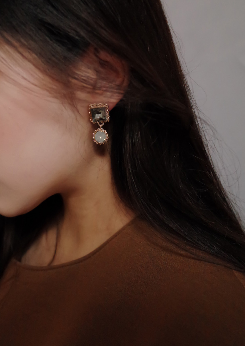 Frill Square Princess Silver Earrings Stylish Chic