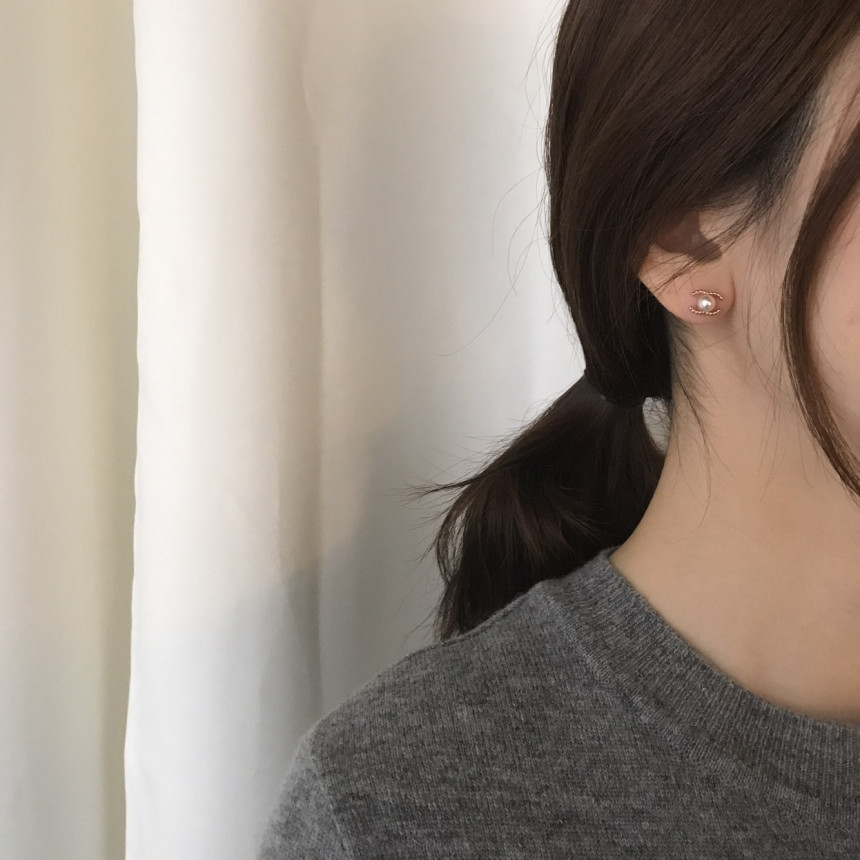 all silver Mini Size Coco Swarovski Earrings Lovel