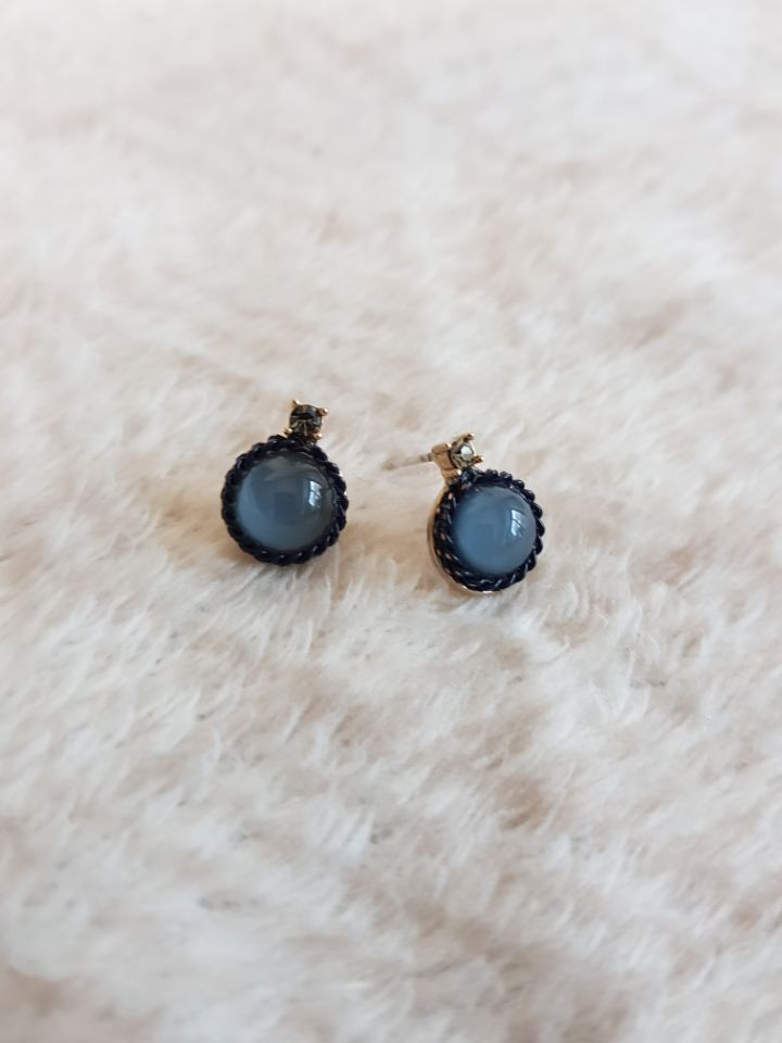 Gemstones Daily Simple Earrings Silver Blue Green