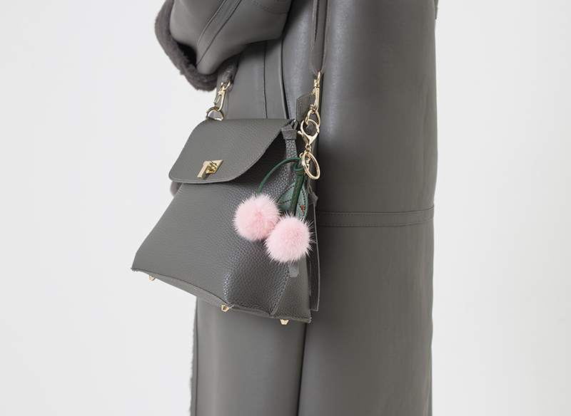 Natural Mink Cherry Cherry Charm Charming Keyring 