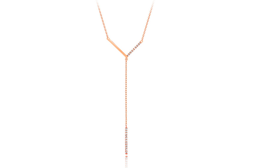 Drop necklace in one way together 14kY 14k Cubic 1