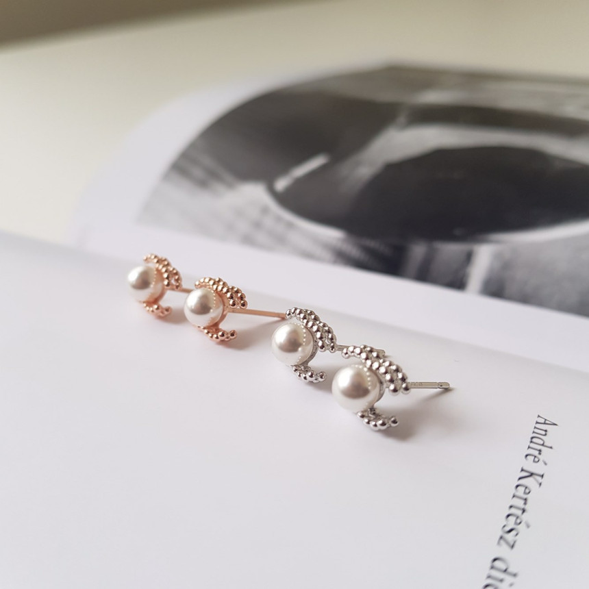 all silver Mini Size Coco Swarovski Earrings Lovel