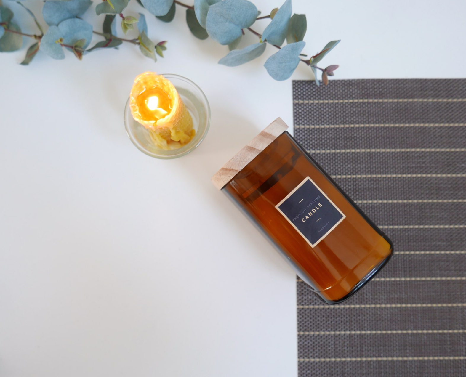 Natural beeswax square candle air purification Odo