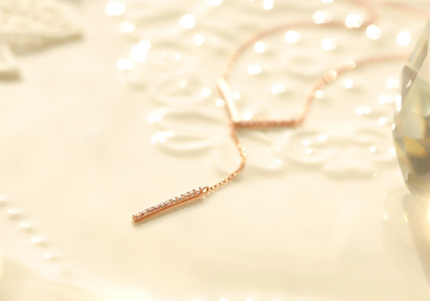 Drop necklace in one way together 14kY 14k Cubic 1