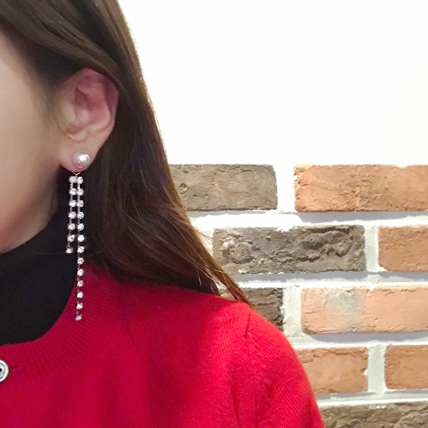 Luxury Two-Way Pearl Long Cubic Drop Earrings Twen