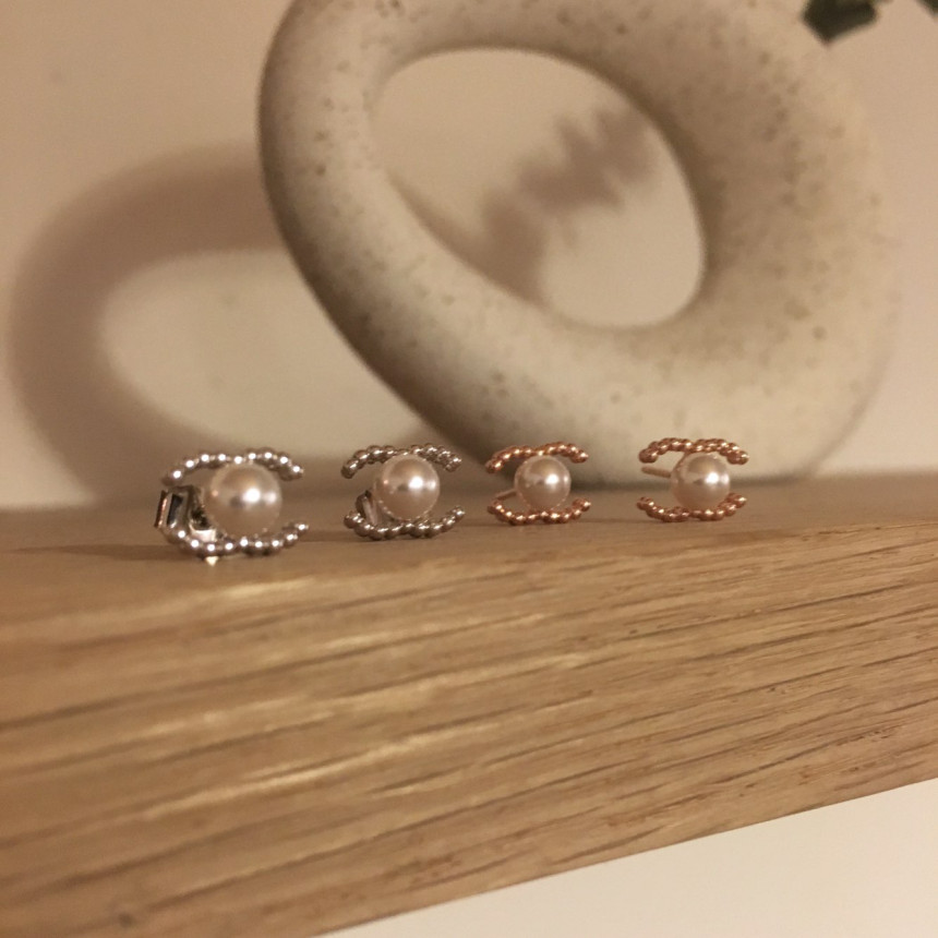 all silver Mini Size Coco Swarovski Earrings Lovel