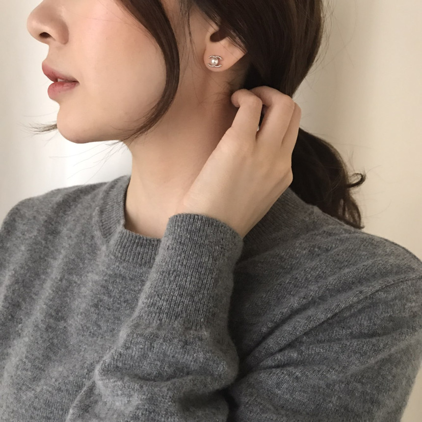 all silver Mini Size Coco Swarovski Earrings Lovel