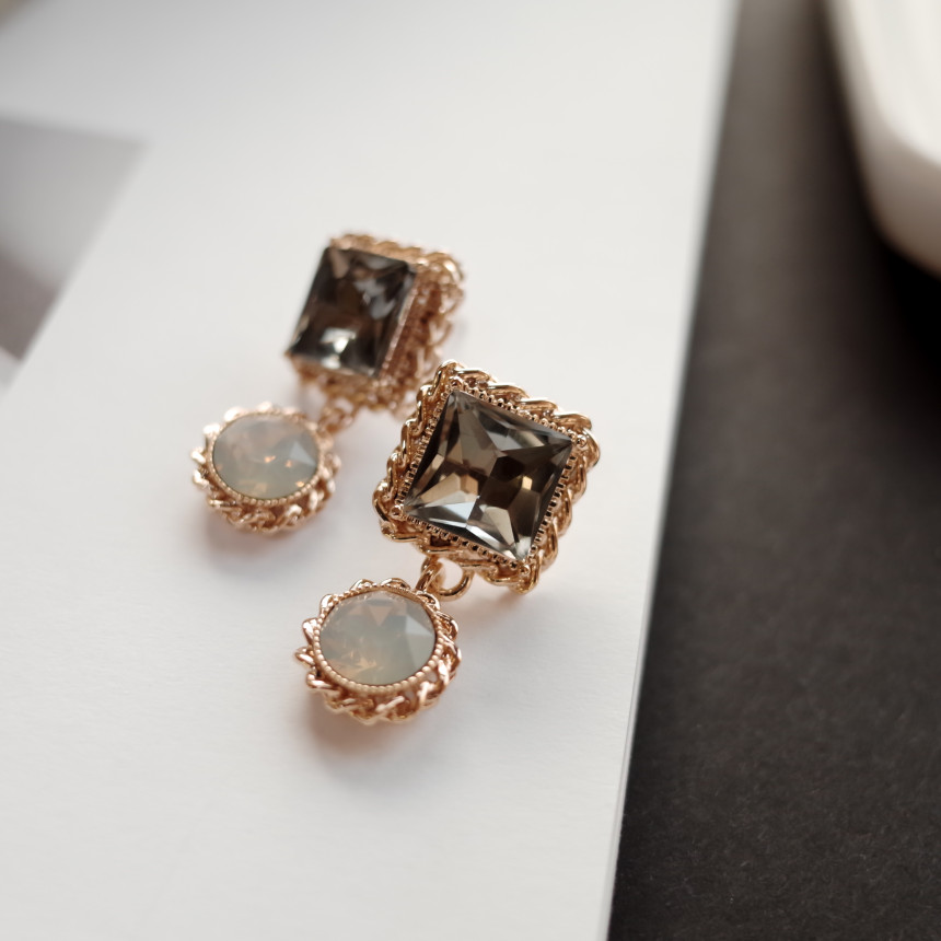Frill Square Princess Silver Earrings Stylish Chic
