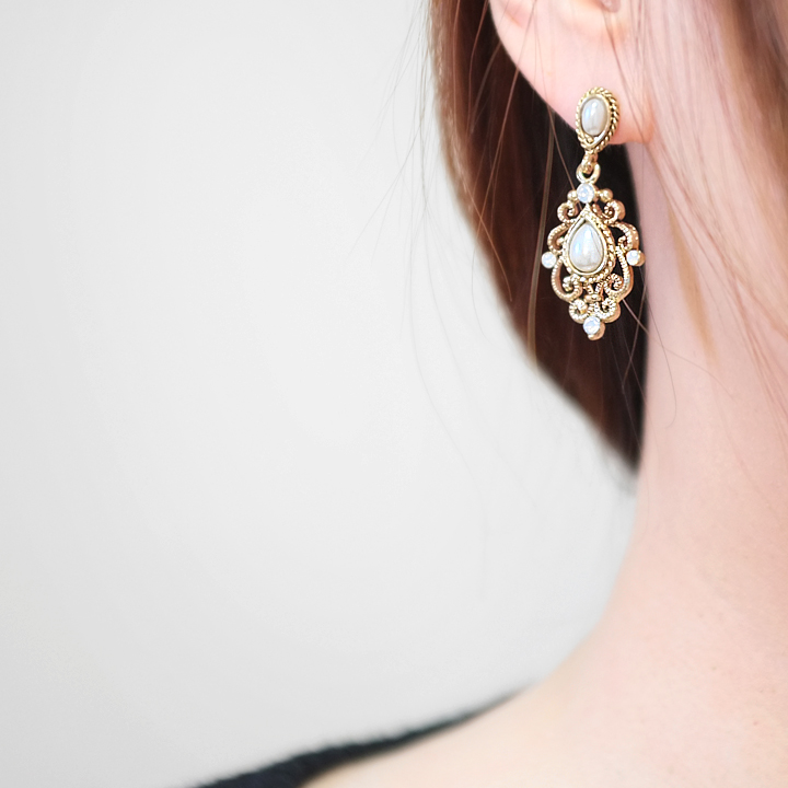 Glam Jewel Bold Drop Earrings Antique Winter Party