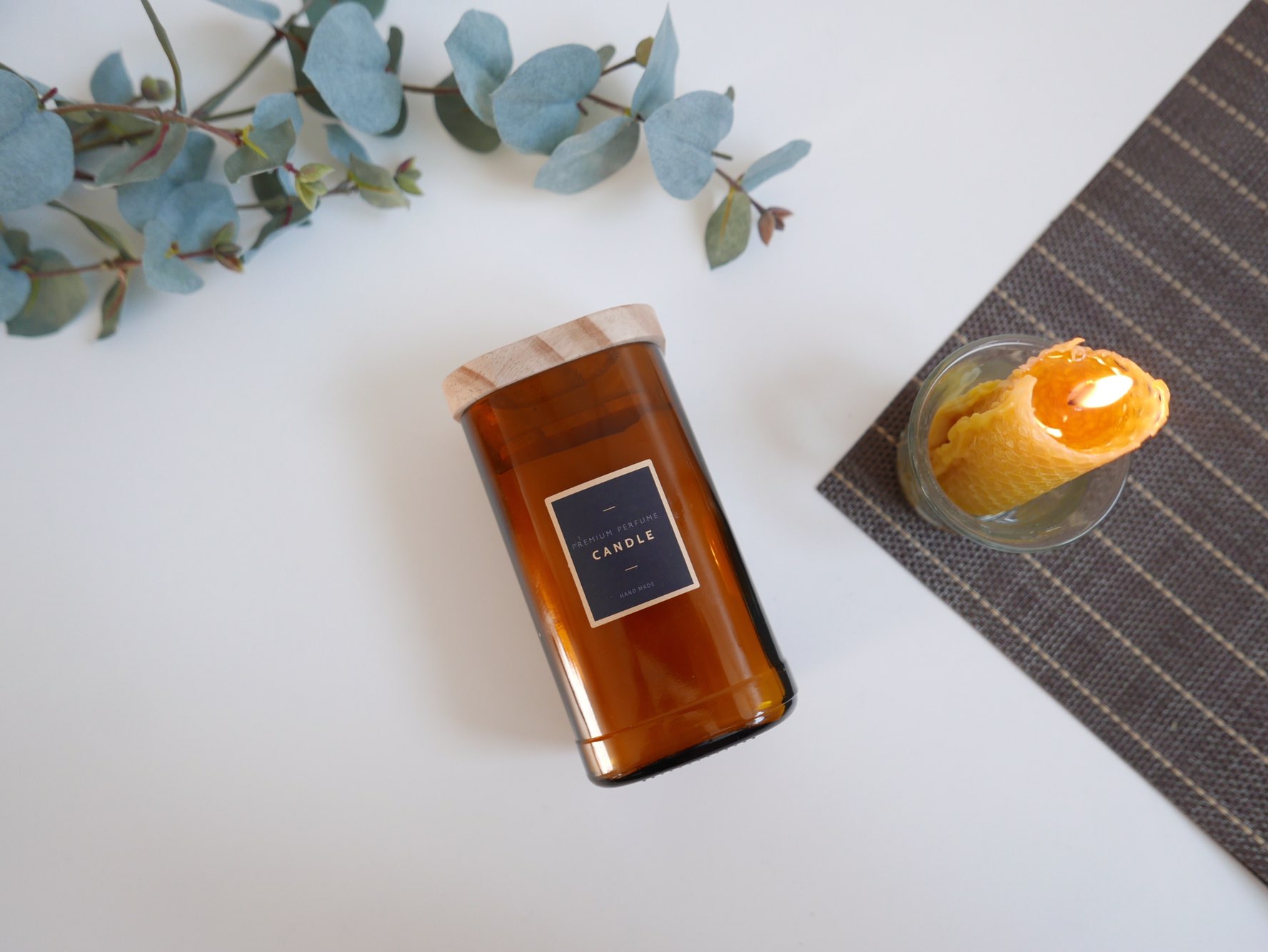 Natural beeswax square candle air purification Odo