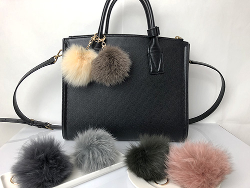 Real Fox Fur Mink Foam Foam Keyring WOOLEE Girlfri