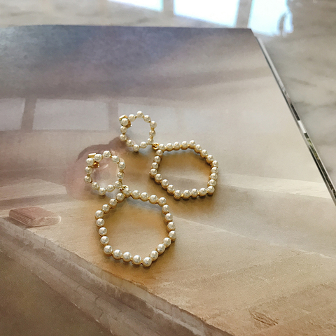 Pentagon Hexagon Cubic Pearl Drop Earrings Year-en