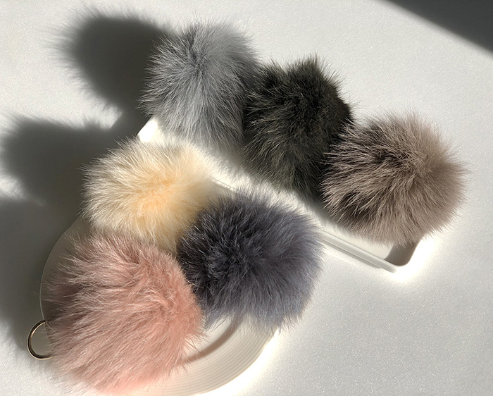 Real Fox Fur Mink Foam Foam Keyring WOOLEE Girlfri