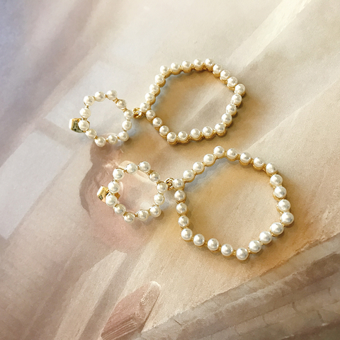 Pentagon Hexagon Cubic Pearl Drop Earrings Year-en