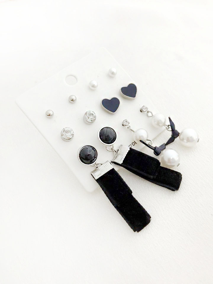 Velvet pearl drop 12-piece set Earrings Modern gli