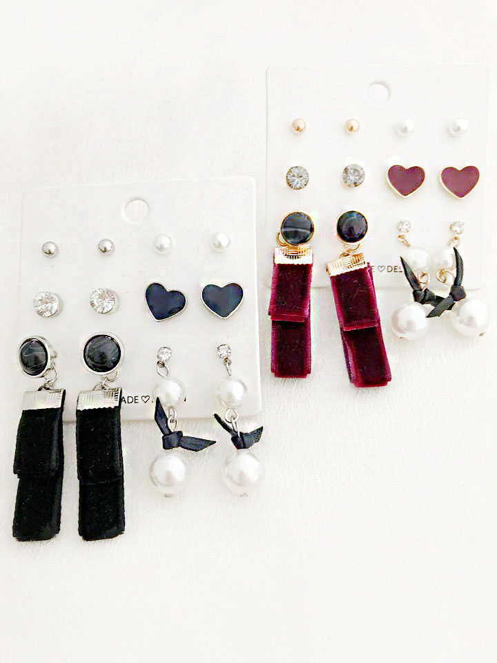 Velvet pearl drop 12-piece set Earrings Modern gli