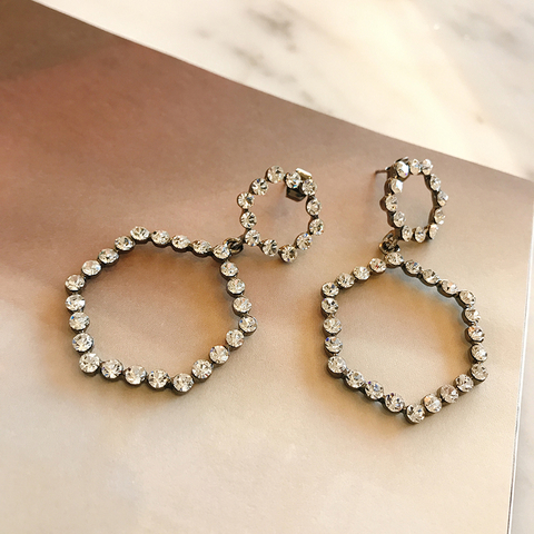 Pentagon Hexagon Cubic Pearl Drop Earrings Year-en