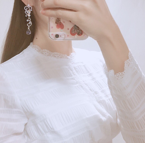 Two-tone violet drop earrings Point cycle Good bli