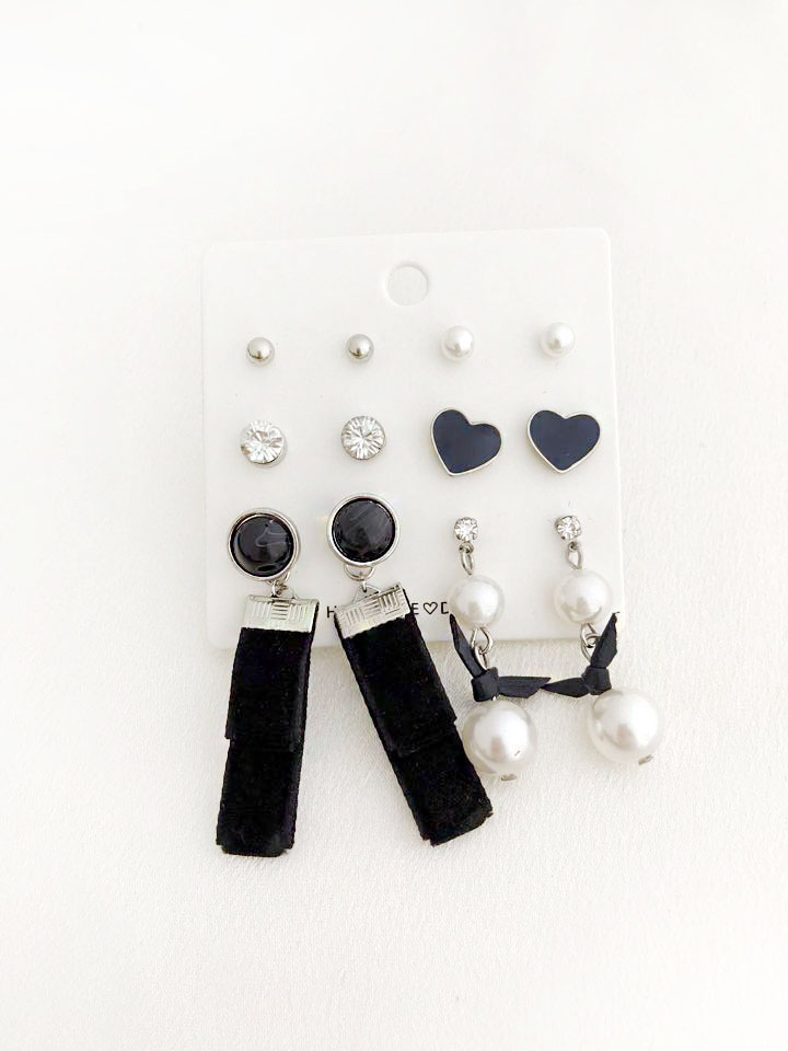 Velvet pearl drop 12-piece set Earrings Modern gli