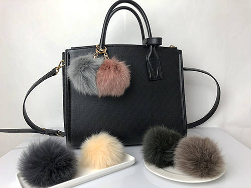 Real Fox Fur Mink Foam Foam Keyring WOOLEE Girlfri