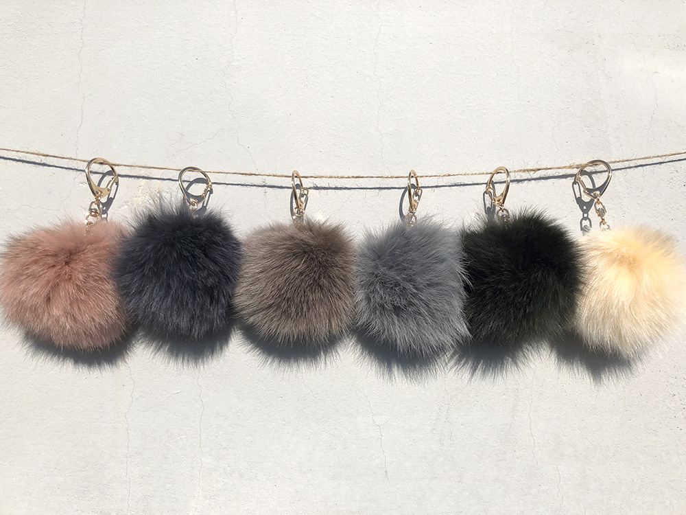 Real Fox Fur Mink Foam Foam Keyring WOOLEE Girlfri