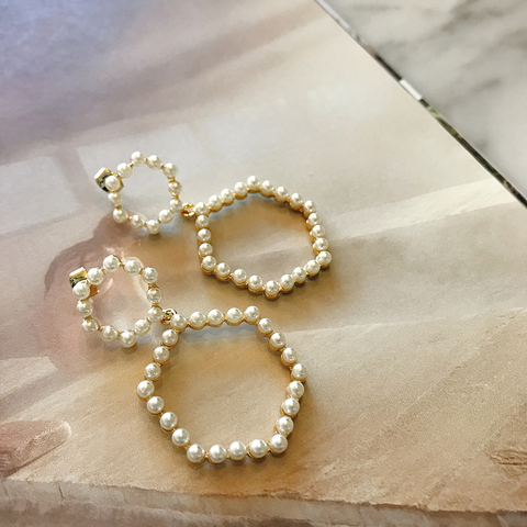 Pentagon Hexagon Cubic Pearl Drop Earrings Year-en