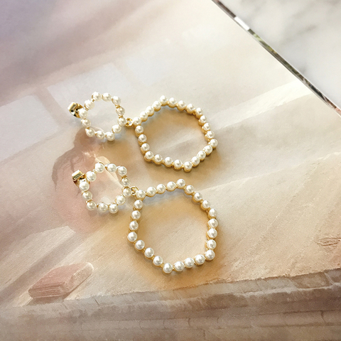 Pentagon Hexagon Cubic Pearl Drop Earrings Year-en