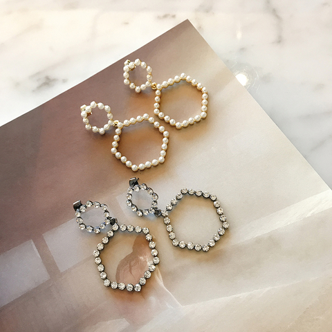 Pentagon Hexagon Cubic Pearl Drop Earrings Year-en