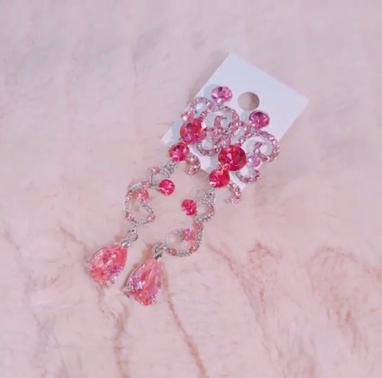 Two-tone violet drop earrings Point cycle Good bli