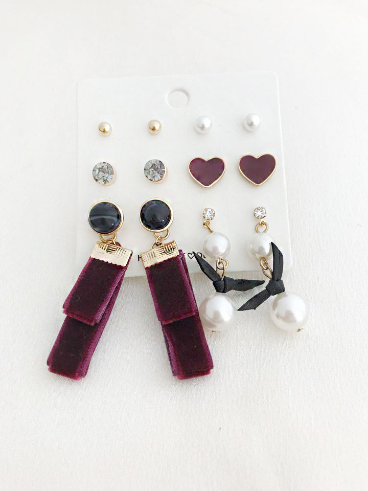 Velvet pearl drop 12-piece set Earrings Modern gli