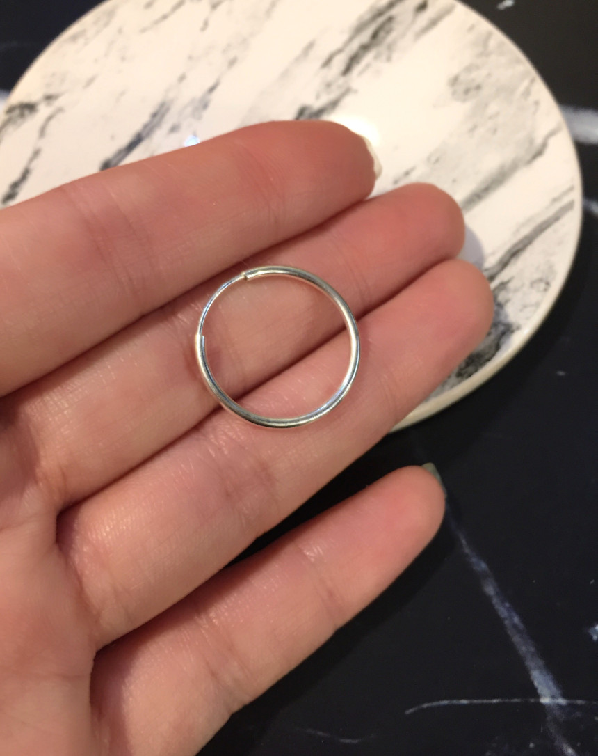 Sterling Silver Earrings Simple Ring Silver Ring B