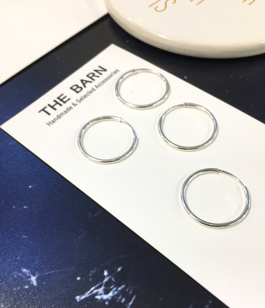 Sterling Silver Earrings Simple Ring Silver Ring B