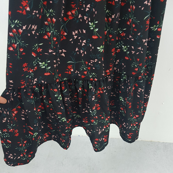 red garden Long Flower Chiffon Dress