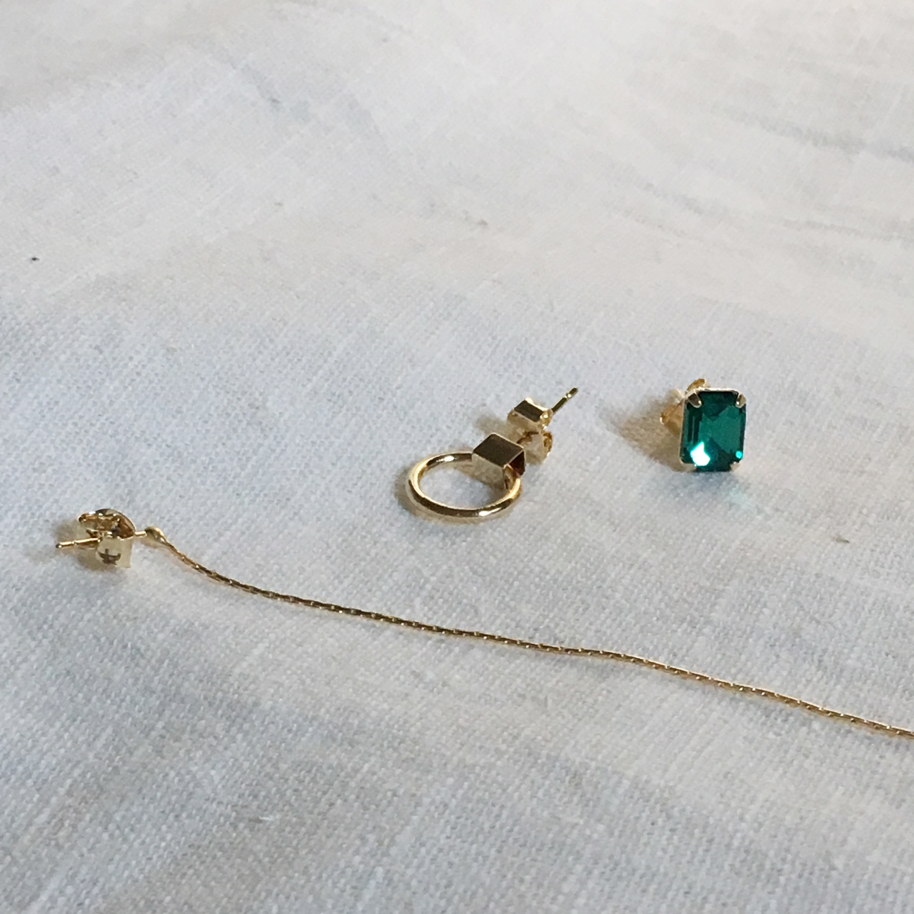 Three-layered earrings Peach bling Unique