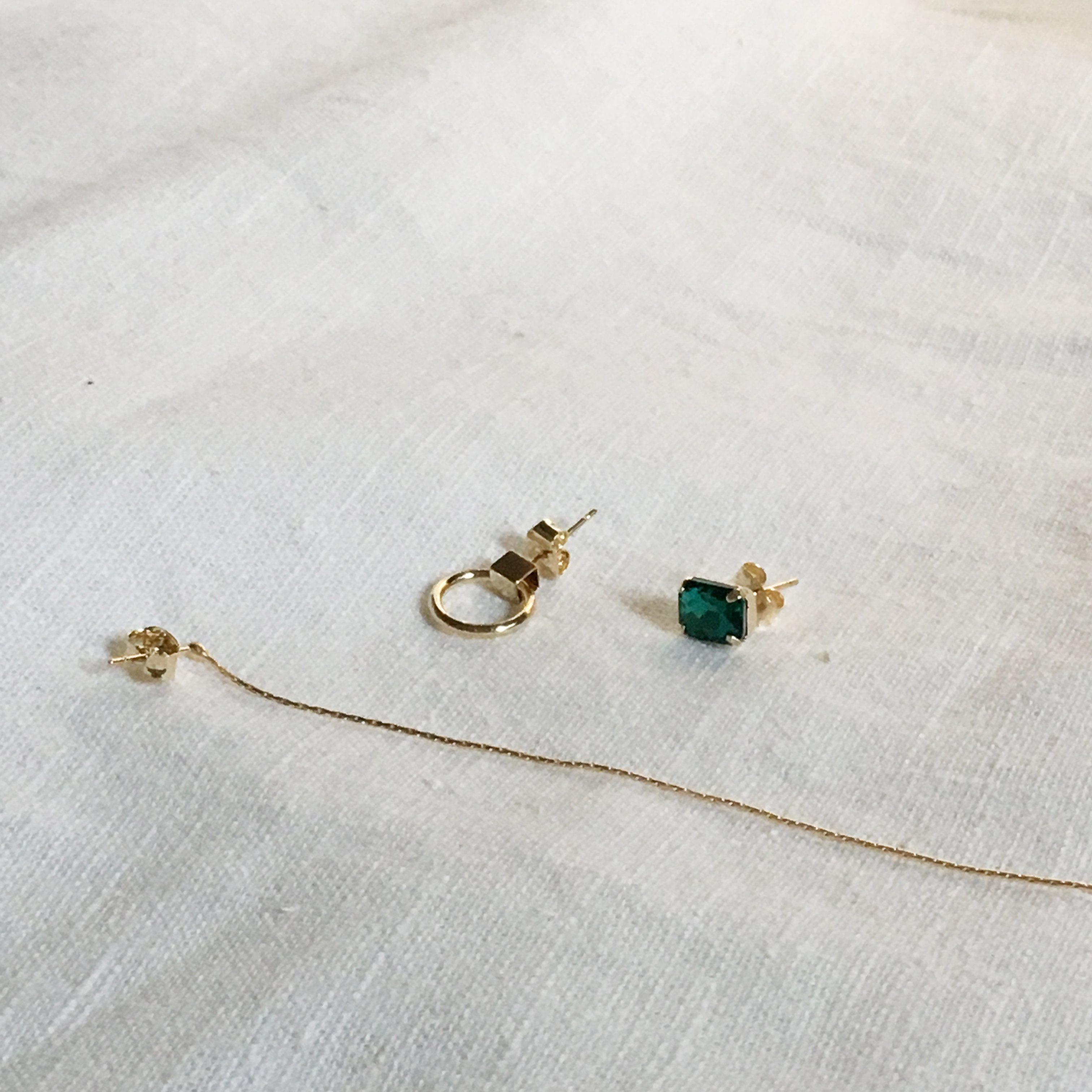 Three-layered earrings Peach bling Unique