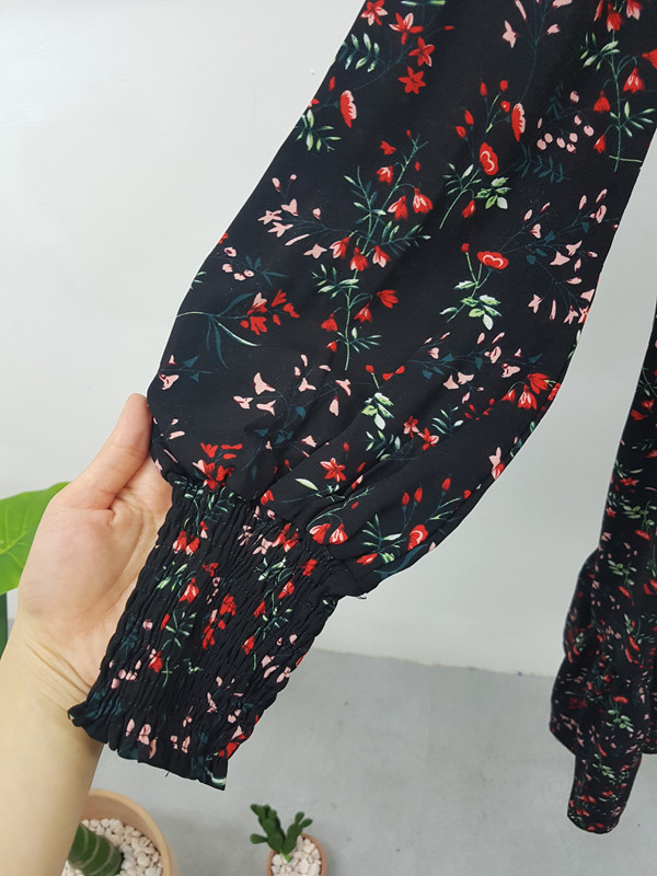 red garden Long Flower Chiffon Dress