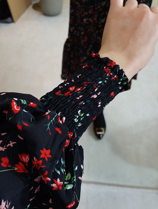 red garden Long Flower Chiffon Dress