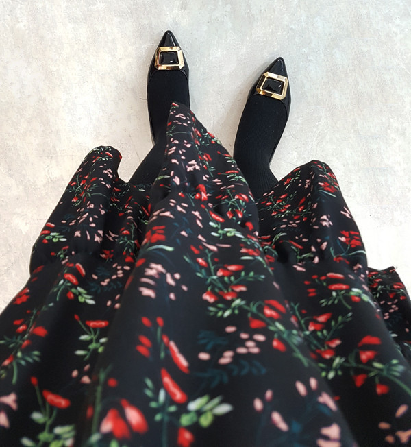 red garden Long Flower Chiffon Dress