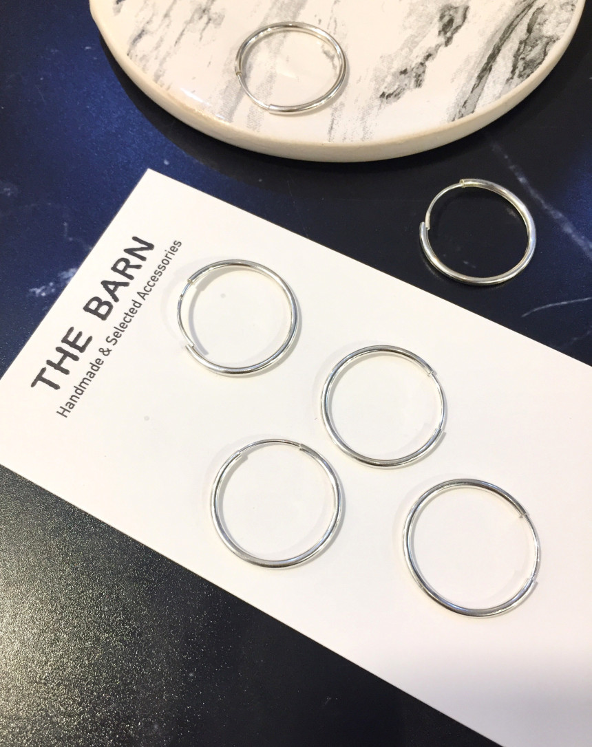 Sterling Silver Earrings Simple Ring Silver Ring B