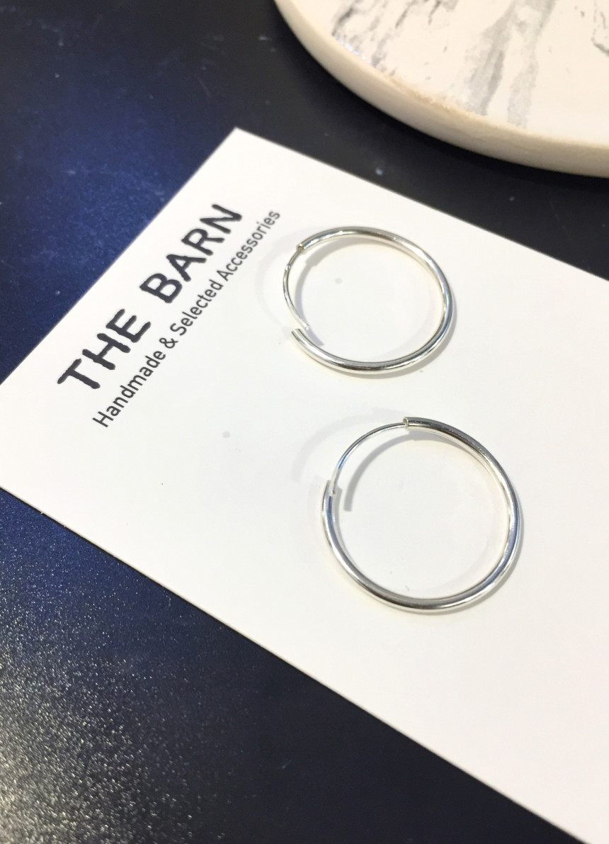 Sterling Silver Earrings Simple Ring Silver Ring B