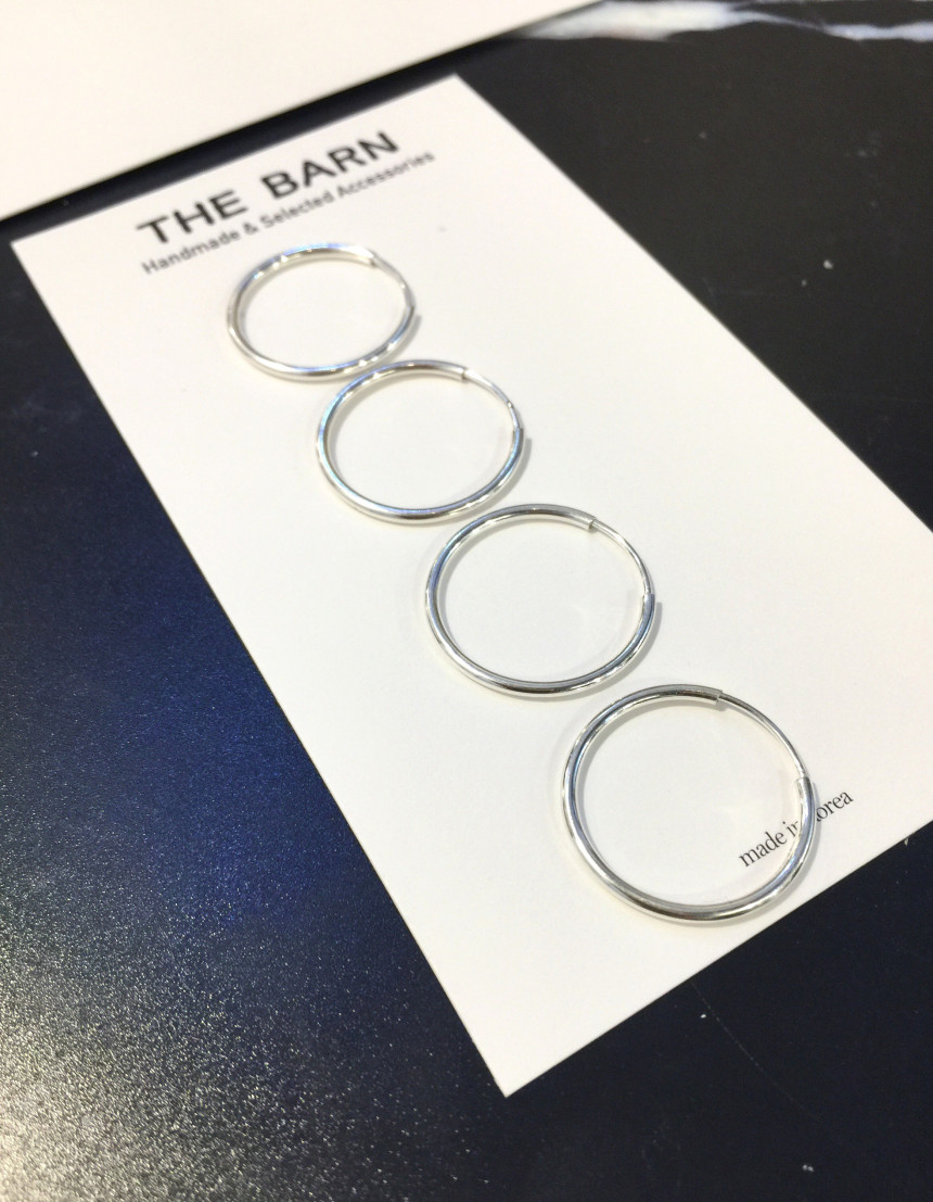 Sterling Silver Earrings Simple Ring Silver Ring B