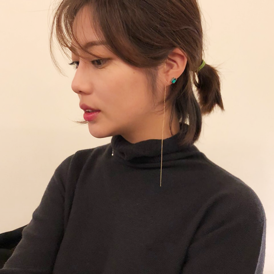 Three-layered earrings Peach bling Unique