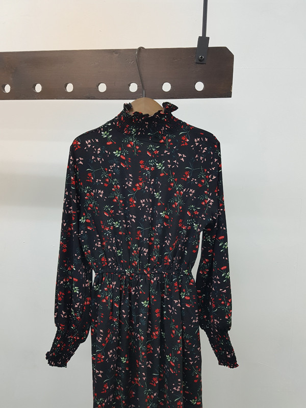 red garden Long Flower Chiffon Dress