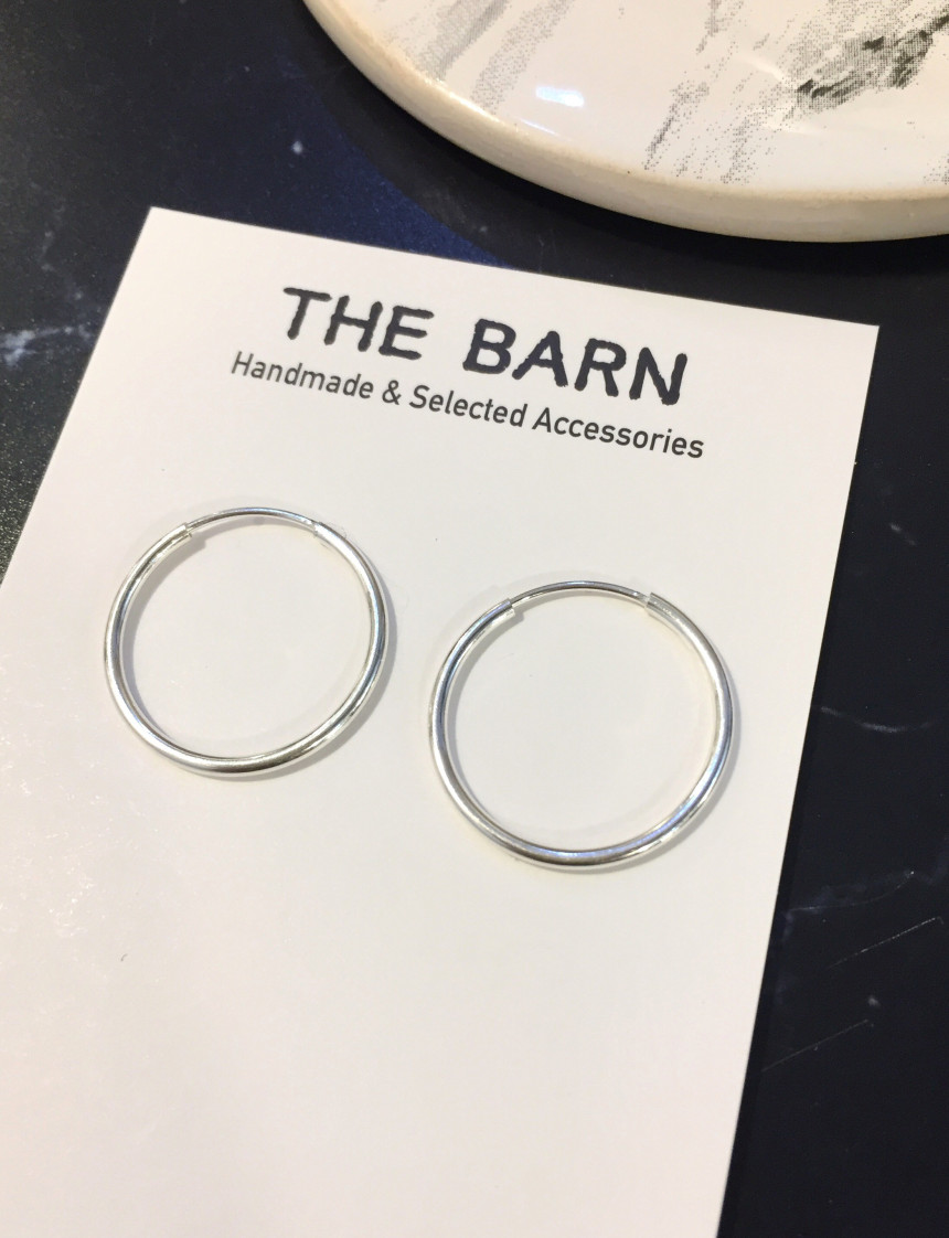 Sterling Silver Earrings Simple Ring Silver Ring B