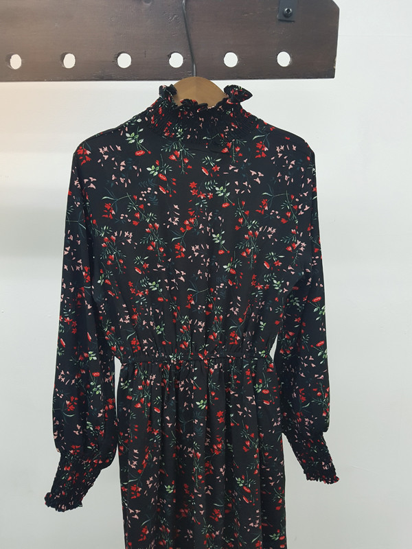 red garden Long Flower Chiffon Dress