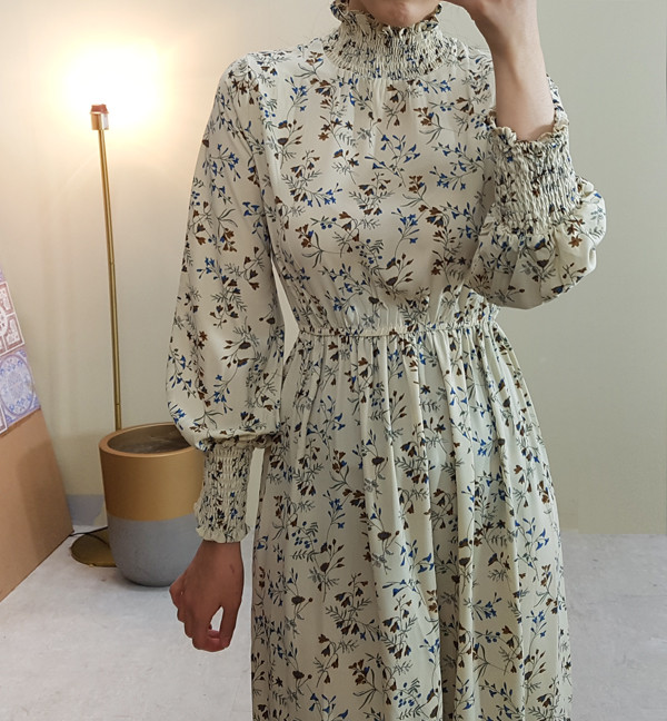red garden Long Flower Chiffon Dress